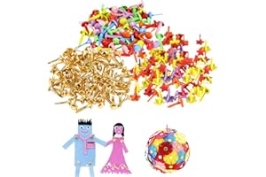 HOMO TRENDS 300 Pcs Split Pins, Paper Fasteners Butterfly Pins Assorted Types Metal Brads Multicolor Round Flower Drawing Pins for Paper Craft Scrapbooking DIY Craft Decoration
