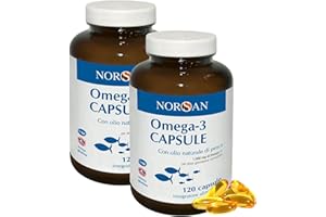 NORSAN Olio di pesce Omega 3 Capsule 2x120 pz I 1.500 mg Fish Oil Omega 3 Ifos Senza ritorno di gusto I Omega tre capsule facili da deglutire I Integratore omega 3 naturale da pesca sostenibile