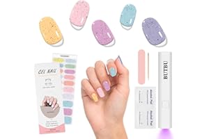BUTBU Uñas de Gel Con Mini Lámpara UV, 20 Piezas Gel Semicurado Pegatinas Para Manicura DIY (Color)