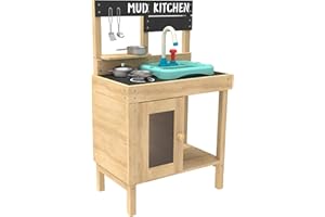 TP Toys | Splash & Play Early Fun - Cucina per Fango in Legno per Bambini, lavello e Rubinetto da Lavoro, per Esterni, disordinato, sensoriale, Gioco Finto, per Bambini dai 3 Anni in su, 93,5 x 40 x