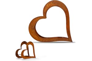 ‎D&L LASERTEC D&L Lasertec Herz aus Metall - Herz für Kaminholz - Regal aus Rost Edelrost Holzregal für Garten Terrasse - Herz liegend L Plus Gratis XS Herz