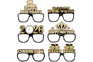 Ymxil 2026 New Years Eve Party Selfie Photo Props Novelty Paper Glasses, 2026 Happy New Year Decorations Glasses NYE Party Accessories Eyewear Paperglasses (Pack of 6)