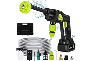ANRAIE Akku-Hochdruckreiniger - 452PSI mobiler Hochdruckreiniger, 1,3GPM handgehaltene elektrische Hochdruck-Autowaschpistole mit 6-in-1-Düse, wiederaufladbarer Hochdruck-Autowaschreiniger für Zäune, Terrass