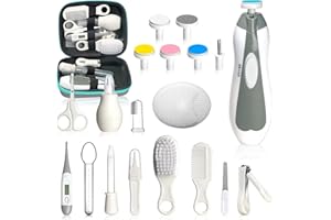 UHFI Baby Health and Care Kit, Portable Baby Safety Care Kit, Baby Essentials Kit for Newborns (Grey-White, 20-in-1)