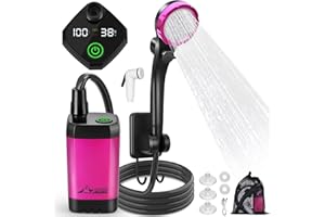 WADEO Doccia da Campeggio, [Colori Vivaci, Stile Unico] [Classica Versione] Batteria Ricaricabile 6000mAh, Doccia Portatile per Spiaggia, Animali, Auto, Giardino