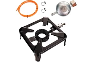 TC TECHNIC Fornello da campeggio, bruciatore a gas, 8,8 kW, 40 x 40 cm + riduttore, mini fornello a gas, bruciatore per esterni, fornello da campeggio