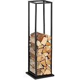 Scaffale Portalegna Relaxdays In Ferro Nero, 90x110x29 Cm, Per Ceppi Da 25 Cm, Per Interni Ed Esterni