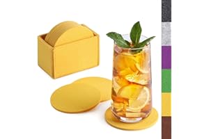 ‎SIDORENKO Sidorenko Filz Untersetzer rund für Gläser - 10er Set Ink. Box - Design Glasuntersetzer in gelb für Getränke, Tassen, Bar, Glas - Premium Tischuntersetzer Filzuntersetzer