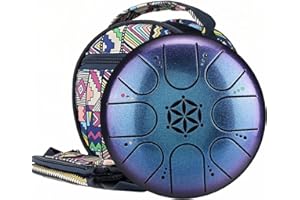 ‎ILWHE Regentrommel für den Außenbereich, Stahlzungentrommel mit Tragetasche, 12,7 cm (5 Zoll) Handpan-Tank-Trommel-Set, C-Dur-Zungentrommel, Instrument (blau)