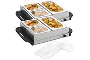 ‎JAGO Jago® Buffetwärmer - elektrisch, mit Heizplattenfunktion, Temperaturregler, Edelstahl - Warmhaltegerät, Speisewärmer, Warmhalteplatte, Warmhaltebehälter