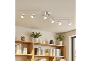 ‎KETOM Ketom LED Deckenstrahler 6 Flammig, GU10 Deckenlampe Nickel, Schwenkbar 350° Deckenspots, Modern Deckenleuchte Strahler für Wohnzimmer, Schlafzimmer, Küche, Ohne Leuchtmittel