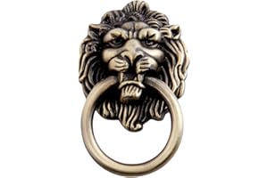 Mgoodoo Rings Lion Head Antique Drawer Handles Zinc Alloy Pull Bronze Lion Head Rings Door Knockers with Screws for Home Furniture Cabinet Drawer 67x42mm Small Antique Bronze 5Pcs