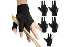 Foyods 4 Stück Billard Handschuh,3 Finger Billards Fäustling Links,Professionelle Snooker Handschuhe,Elastischer Billards-Zubehör,für Frauen Männer Billard-Sport-Zubehör(Schwarz)