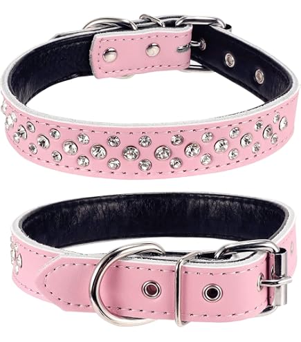 Hundehalsband Mit Strasssteinen – Aus PU-Leder, Größe S (18-25 Cm Halsumfang), Weiß