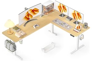 WALKINGDESK L-Shaped Height-Adjustable Electric Desk, 190 x 150 cm, Corner Desk, Height Adjustable, Standing Seat Computer Desk with Cable Management for Office, Office, Gamer, Oak