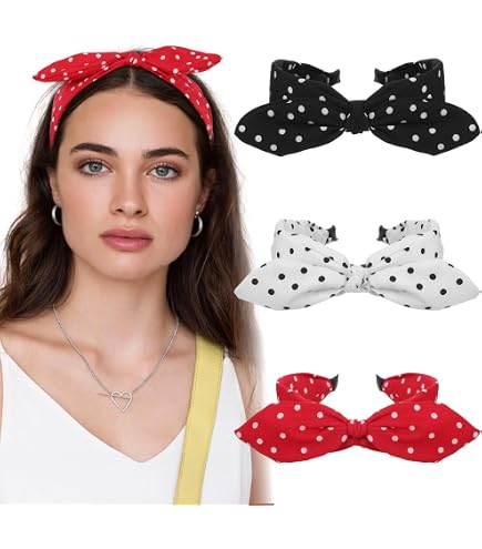 Fascia Per Capelli Con Fiocco Rosso A Pois, Stile Vintage Anni '50, Comoda Ed Elastica - Per Donne E Ragazze