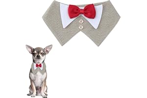 Yoolhamy Smoking pour chien avec nœud papillon – Bandana de mariage réglable pour animal domestique – Costume pour chiens de petite, moyenne et grande taille – Saint-Valentin, Noël, fiançailles –