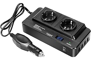 BOWEICORE 200W Inversor 12v 220v, con 2 Enchufes y 4 USB Cargador Mechero Coche, Cargador de Coche para Camping, Teléfonos Móviles, Laptops