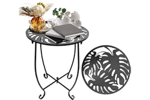 KABB Outdoor Side Table for Small Spaces, Versatile 14 Inch Round Accent Table for Indoor Outdoor Use, Anti-Rust Metal End Table for Patio Balcony Yard Porch Garden Bedside, Easy Assembly, Set of 1