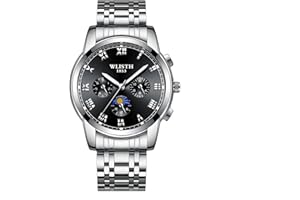 ACKSSI Men's Wrist Watches, Analog Quartz Business Stainless Steel Waterproof Watch, Luxury Casual Classic Multi-Function Watches for Men