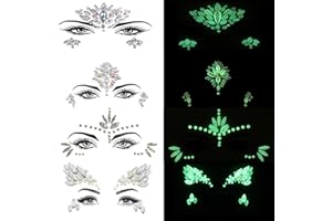gotyou 4 sztuki Gems Face Stickers, Naklejki na twarz z klejnotami, naklejki na twarz biżuteria, kamienie na twarz, błyszczące naklejki festiwalowe na twarz, na oczy twarz festiwal dekoracja imprezowa
