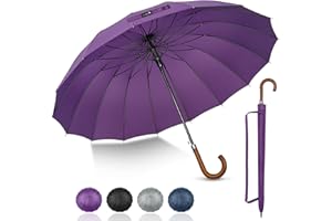 ZOMAKE Stockschirm - XXL 55 inch Golf Regenschirm Groß,16 Knochen Sturmfest Stabil Automatik Umbrella,Windsicher Regenfest Reise Regenschirm Mit Holzgriff für Damen & Herren