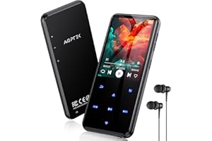 AGPTEK 64GB MP3 Player Bluetooth 5.3 mit 2,4" TFT Farbbildschirm, HiFi Musik Kinder MP3 Player mit Lautsprecher, Touch-Tasten, FM-Radio, E-Book, Aufnahme, Unterstützung bis zu 128 GB, Schwarz