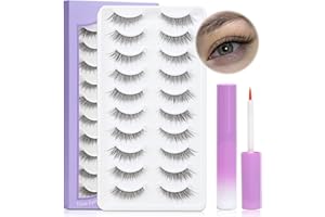 LZM Sztuczne rzęsy z klejem, 10 par sztucznych rzęs 3D, ręcznie wykonane, sztuczne rzęsy (YY)