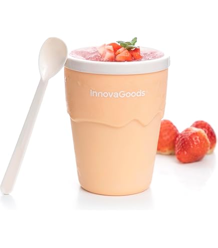 Tazza Slushy Maker Portatile - 500 Ml In Silicone Per Granite Fatte In Casa | Con Cucchiaio-Cannuccia 2 In 1 | Colore Blu - Foto 8