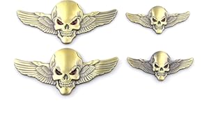 SGW 4 Stück Schädel Emblem Größe Totenkopf Emblem Totenkopf Metall Auto Aufkleber Totenkopf Auto Aufkleber Pirat Auto 3D Logo Metall Abzeichen Aufkleber Auto Styling Zubehör (Kupfer)