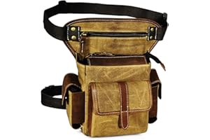 Handadsume Tela Resistente All'acqua + Vera Pelle Moto Equitazione Travel Coscia Borsa per Gambe Marsupio in Vita Per Gli Uomini Donne 913-5