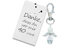 MKISHINE Geschenke Zum 40 Geburtstag Geburtstagskarte, Geschenkkarte Schutzengel Schlüsselanhänger Geschenk-Danke zum 40. Geburtstag für Frau Frauen Mütter Mädchen Männer Freunde Romantik
