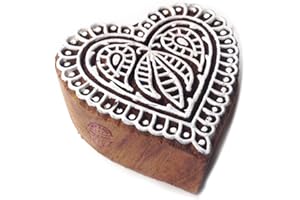 ‎ROYAL KRAFT Handgemacht Blumen Herz Muster Blöcke Drucken Holz Stempel - DIY Henna Stoff Textil Papier Ton Keramik Blocke Druck Stempel