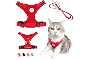 Croc-Cat® Harnais Chat Anti évasion avec Laisse Chat 150 cm, utilisable également comme, Harnais Petit Chien, Accessoire Chat Indispensable, Harnais Chat Rouge Taille S