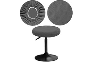 YINGAYOU Cover Bar Stool Round 30-40 cm Stool Cover Round with Jacquard Pattern Luxurious Fabric Washable Stretchy Beautiful Colour for Round and Square Stools (1, Grey)
