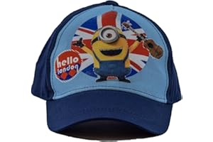 MINIONS Minion czapka baseballowa, czapka z daszkiem, Stuart, Hello London, niebieska lub czerwona dla dzieci, dziewcząt i chłopców, ze 100% bawełny