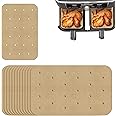 200PCS Air Fryer Paper Liners, Non-Stick Perforated Baking Liners Disposable, Rectangle Cooking Unbleached Dual Parchment Papers Compatible with Ninja AF400UK AF300UK Tower Salter(5.5 x 8 inches)