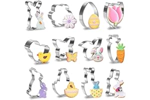 Alintor Ausstechformen Ostern, 12 Stück Ausstecher Ostern, Ostern Basteln Kinder, Keksausstecher Ostern, Osterhase Ausstecher Ei Karotte Plätzchenausstecher, Ideales Ostergeschenke Kinder