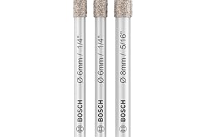 Bosch Professional Set di 3 punte diamantate Expert for Ceramic (per Piastrelle dure, Pietra dura, Pietra morbida, Ø 6/6/8 mm, Accessori Trapano)