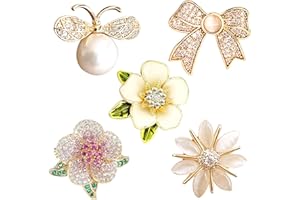 FOSDICK Pack of 5 Brooch Buttons, Crystal Button Brooches for Clothes, Buttons Without Sewing, Pins Pins, Shirt Buttons, Removable Brooch Corset, Bouquet, Safety Pins for Women