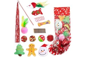 MQIAN 18 PCS Cat Christmas Toy,Christmas Cat Toy,Cat, Kitten, Pet Christmas Cat Toys,Christmas toys For cats,Kitten Stockings Christmas