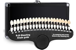 bcenyaz Dental Shade Guide Professional 3D R-20 Tooth Whitening Shade Chart with 20 Colors Teeth Shade Guide with Mirror