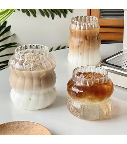 Verre à Vin Vintage Côtelé 530ml - Forme Ondulée - Pour Cocktail, Whisky, Bière, Café Glacé - 2