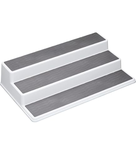 Copco Basics Portaspezie a 3 Ripiani per Armadio Interno, Organizzatore Antiscivolo per Ripiani da Cucina, 38 x 22,5 x 8,5cm, Bianco/Grigio