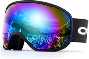Odoland Gafas de Esquí para Adultos y Jóvenes, Gafas de Snowboard de Doble Capa - Protección UV y a Prueba de Viento, Compatible con Casco de Esquí y Correa Ajustable