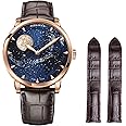 AGELOCER Luxury Automatic Mechanical Watch Original Men Watch with 3D Moon Phase Watch Dial Tourbillon Skeleton Stainless Steel Men's Wrist Watch