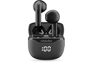 Cellularline Core Écouteurs Bluetooth True Wireless avec Étui de Recharge, Écran LED, 16 Heures d’Autonomie, Commandes Tactiles, Double Master, Autopairing, Noir