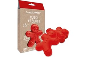 SCRAPCOOKING SCRAP COOKING - Coffret 6 Moules en Silicone Bonhommes Pain d’Épices - Kit Pâtisserie pour Gâteaux de Noël Ginger - Moules Individuels Souples - Aptes Four & Lave-Vaisselle - Cadeau Cuisine - 2911