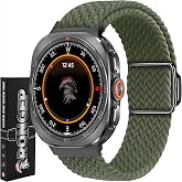 Rongep Samsung Galaxy Watch Ultra 47mm ile Uyumlu &Ouml;rg&uuml; Solo Loop Kumaş Kordon Manyetik Tokalı Terleme Yapmayan Nefes Alabilen