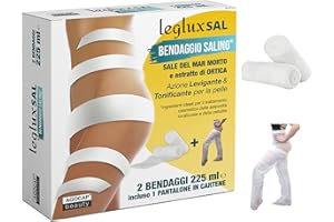AGOCAP Entwässerungsbandagen für die Beine, mit Salz aus dem Toten Meer, Brennnessel, Löwenzahn, lipolytischem Koffein und Menthol, Anti-Cellulite | 2 tonisierende Bandagen für Schönheitsbehandlungen